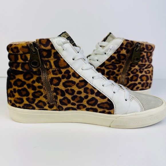 Vintage Havana Daniella Crazy Leopard High Top Sneakers Side Zip Womens Size 8.5 - Picture 9 of 11